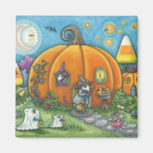 MAUSHAUS, TRICK ODER TREATERS HALLOWEEN MAGNET Sq (Vorne)