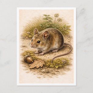 Mausillustration im Vintage-Stil Postkarte