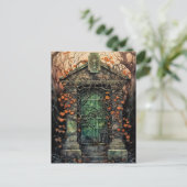 Mausoleum Door Halloween Postkarte (Stehend Vorderseite)