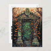 Mausoleum Tür Halloween Einladung Postkarte (Vorne/Hinten)