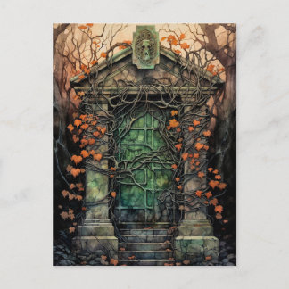 Mausoleum Tür Halloween Einladung Postkarte