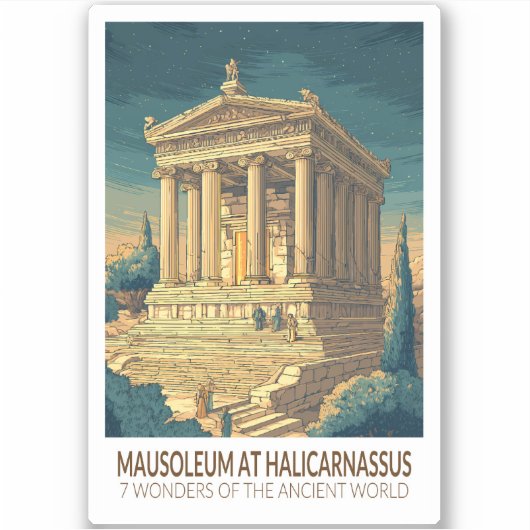Mausoleum von Halikarnassos 7 Weltwunder Aufkleber (Vorderseite)