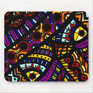 Mauspad, Abstrakte Frau Lila Gold Blau Weinrot Mousepad