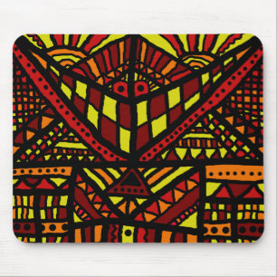 Mauspad, Abstrakter Smiley Orange Gelb Burgunderro Mousepad