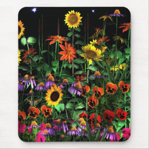 Mauspad Blumen Blumen bei Nacht Hälfte 2