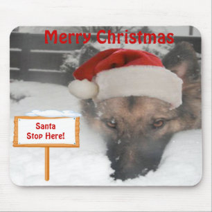 Mauspad Deutsche-Schäferhund Weihnachtsmann Halt H