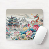 MAUSPAD - Drache, Pagode und Blumengarten (Mit Mouse)