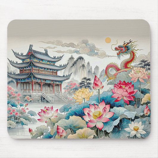 MAUSPAD - Drache, Pagode und Blumengarten (Vorne)
