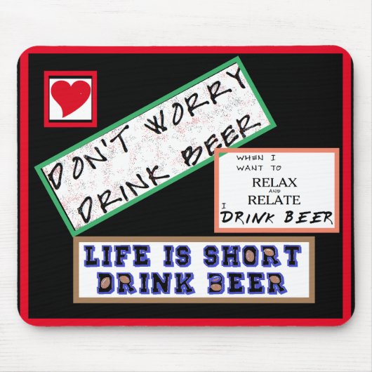 Mauspad Für Computer - Keine Sorge, Trinke Bier (Vorne)