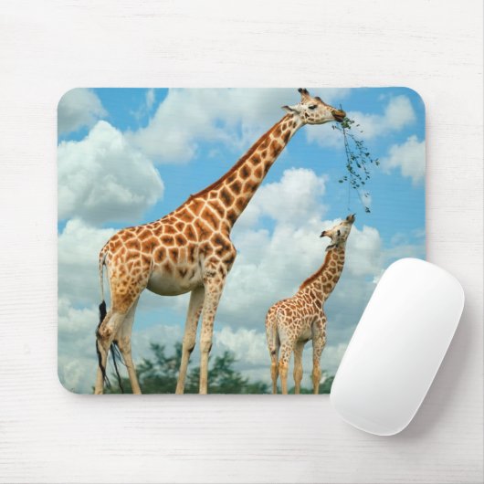 Mauspad Giraffen Mutter und Kind (Mit Mouse)