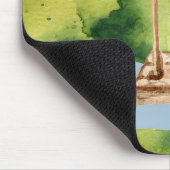 Mauspad-Häschen auf einer Schaukel sitzend Mousepad (Ecke)