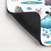 Mauspad Hund Katze Maus Regenbogen Käse Fisch (Ecke)