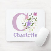 Mauspad Initial Plus Name & Blumen Design (Mit Mouse)