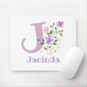Mauspad Initial Plus Name & Blumen Design (Mit Mouse)