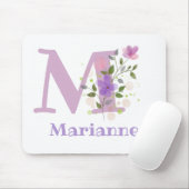 Mauspad Initial Plus Name & Blumen Design (Mit Mouse)