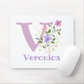 Mauspad Initial Plus Name & Blumen Design (Mit Mouse)