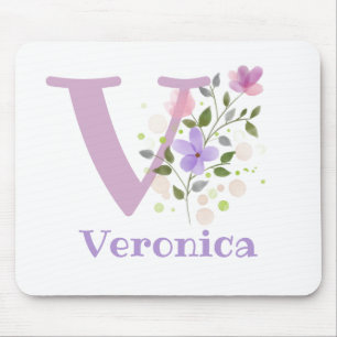 Mauspad Initial Plus Name & Blumen Design