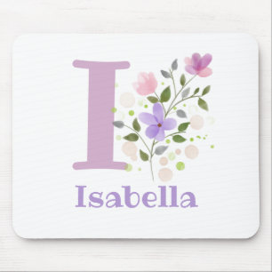 Mauspad Initial Plus Name & Blumen Design