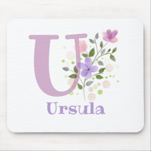 Mauspad Initial Plus Name & Blumen Design