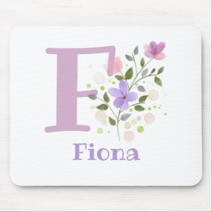 Mauspad Initial Plus Name & Blumen Design