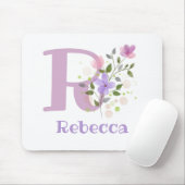 Mauspad Initial Plus Name & Blumen Design (Mit Mouse)