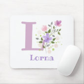 Mauspad Initial Plus Name & Blumen Design (Mit Mouse)