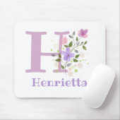 Mauspad Initial Plus Name & Blumen Design (Mit Mouse)