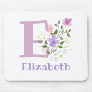 Mauspad Initial Plus Name & Blumen Design
