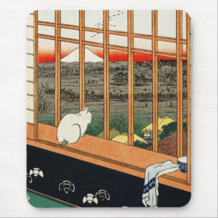 Mauspad: Katze am Fenster von Hiroshige 歌川広重 Mousepad