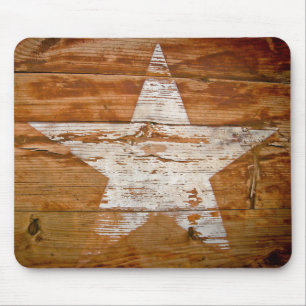 Mauspad, Land Holzmaserung Rustikaler Weißer Stern Mousepad