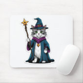 Mauspad Mini-Zauberkatze mit magischem Stab (Mit Mouse)