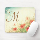 Mauspad mit rosa Wildblumen-Monogramm Anfangsbuchs (Mit Mouse)