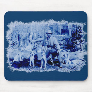 Mauspad mit Vintage-Jäger mit Hunden