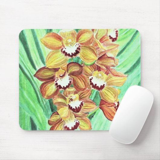 Mauspad - orange & gelbe Orchideen (Mit Mouse)