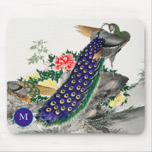 MAUSPAD PEACOCK PRINT JAPANESE CUSTOM INITIAL