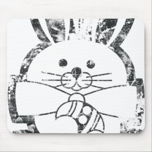 Mauspad Süßer Grunge Osterhase Schwarz & Weiß