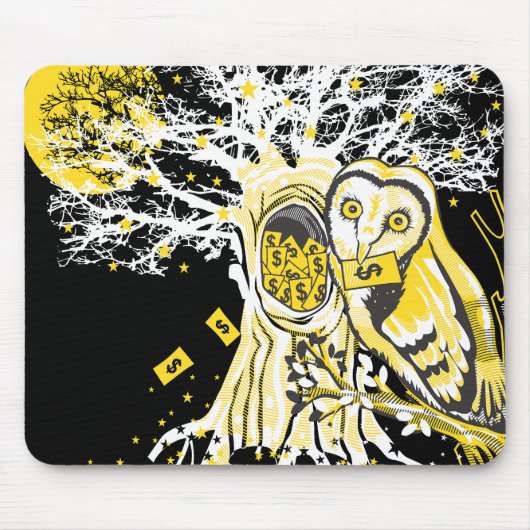 Mauspad – Urban Tree Eule & Reichtum Surrealer Pop (Vorne)