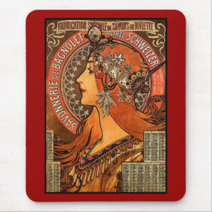 Mauspad Vintage Art Alfons Mucha F Champenois