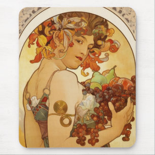 Mauspad Vintage Art Alfons Mucha Obst