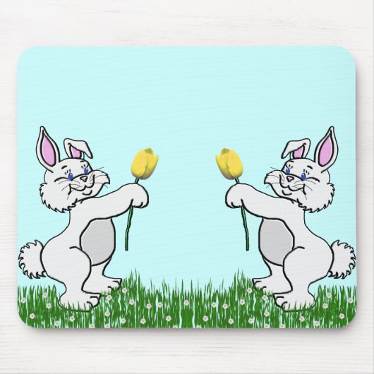 Mauspad - Zwei Bunnies & Tulips (Vorne)