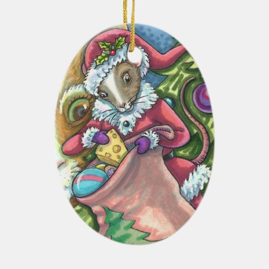 MAUSSANTA BRINGT GUTE KATZCHENCHRISTMAS, Niedlich Keramik Ornament (Hinten)