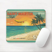 Mausteppich Vintage Saint-Martin Strand Flugzeug Mousepad (Mit Mouse)