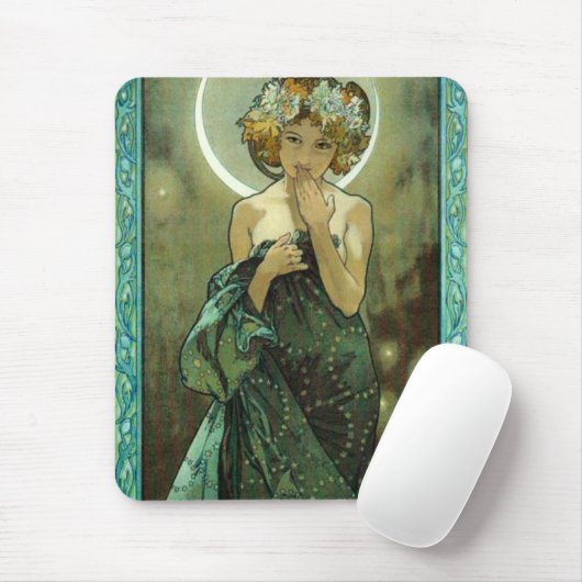 Mausunterlage Alphonse Mucha Clair De Lune Mousepad (Mit Mouse)