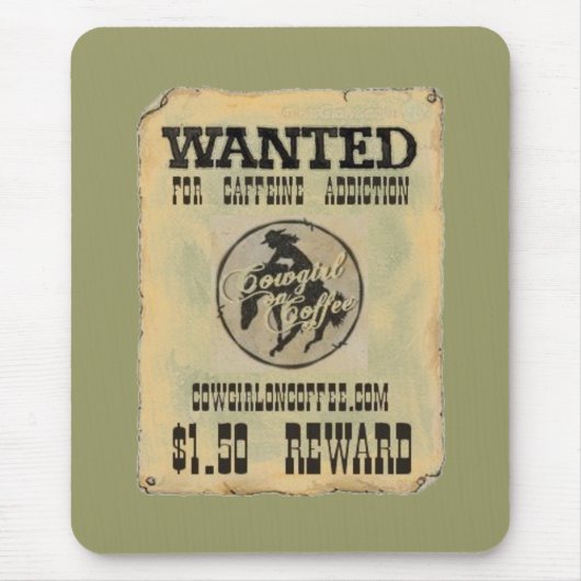 Mausunterlage "Cowgirl auf Kaffee" WOLLTE PLAKAT Mousepad (Vorne)