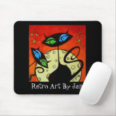 Mausunterlage der Pop-Kunst-Retro schwarzen Katzen Mousepad (Mit Mouse)
