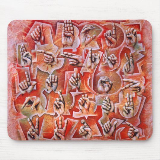 Mausunterlage des Gebärdensprache-Alphabetes 2 Mousepad (Vorne)