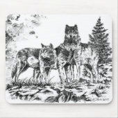 Mausunterlage - drei Wolfs Illustration Mousepad (Vorne)