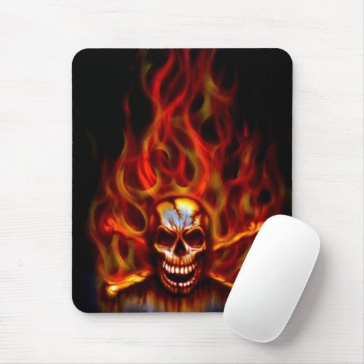 Mausunterlage - lodernder Schädel Mousepad (Mit Mouse)