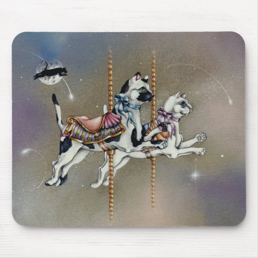 Mausunterlagen - Karussell-Katzen QUADRAT Mousepad (Vorne)