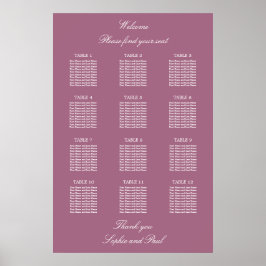 Mauve 12 Tabelle Hochzeitsdiagramm Poster